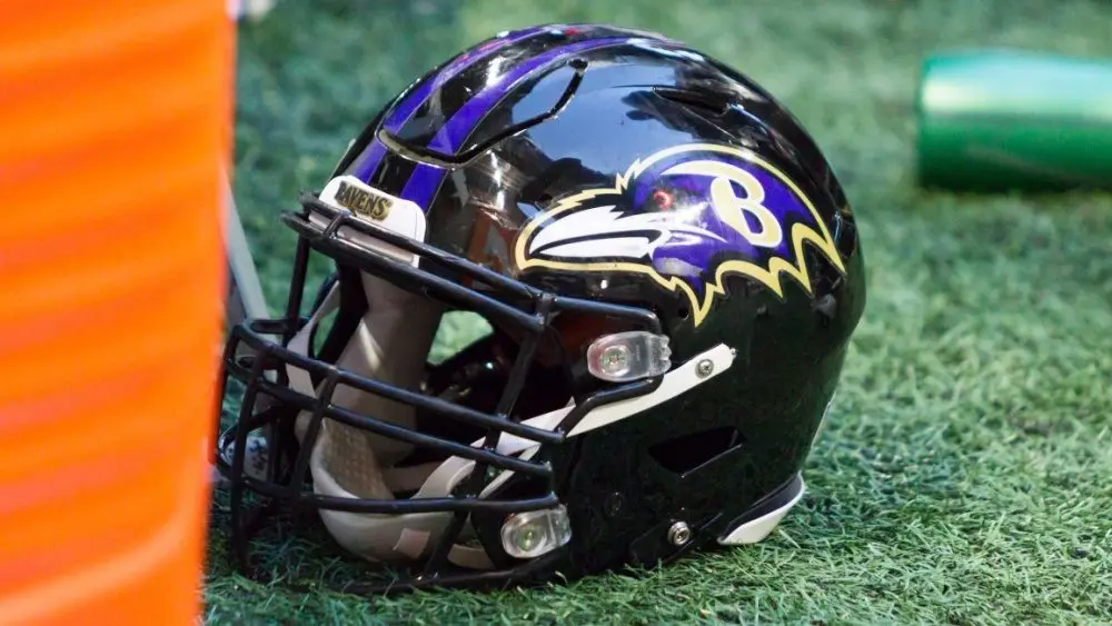 Baltimore Ravens Helmet - NFL - December 2nd 2018 Baltimore Ravens at Mercedes Benz Stadium in Atlanta Georgia USA