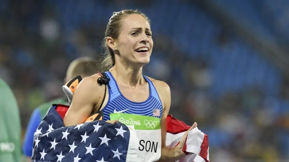 Rio de Janeiro^ Brazil - august 16^ 2016: Runner Jennifer Simpson (USA) bronze medal during 1500m Women's run in the Rio 2016 Olympics