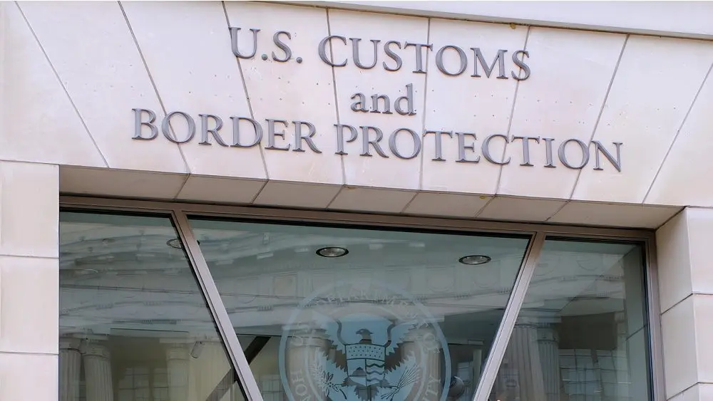 Entrance to the U.S. Customs and Border Protection offices at the Ronald Reagan Building and International Trade Center Washington^ D USA; March 29^ 2025