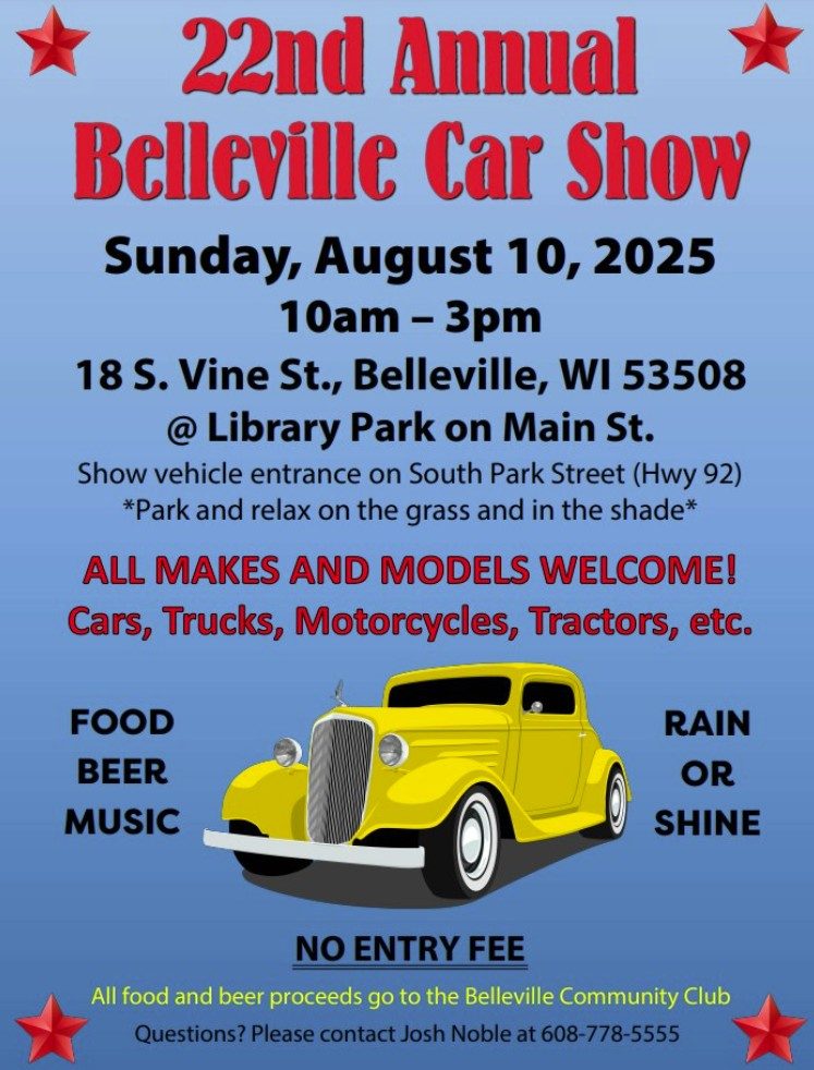 22nd Annual Car Show @ Belleville Community Picnic – Big Radio