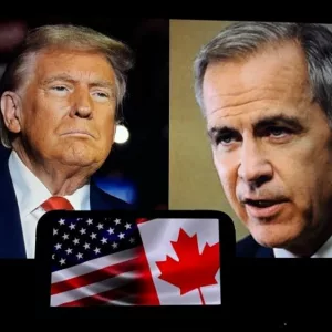 Image of Donald Trump and Mark Carney the new Canadian prime minister Toronto^ Canada - March 9^ 2025 -