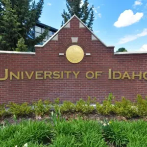 Red-brick sign marking the University of Idaho campus - Moscow^ Idaho^ USA