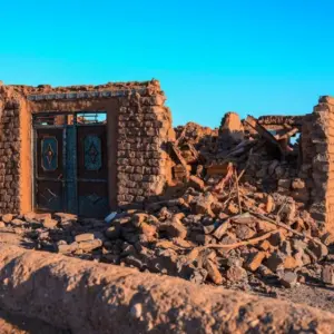 Herat^ Afghanistan - Oct 9^ 2023: Sad photo of Herat Earthquake^ Damaged buildings after earthquake