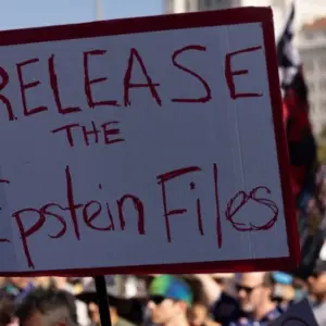 Protestors push for the release of the Jeffrey Epstein files during the No Kings movement. Los Angeles^ California^ USA - October 18^ 2025