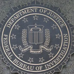 F.B.I. seal of the Department of Justice/Federal Bureau of Investigation located outside the J. Edgar Hoover F.B.I. Building in downtown Washington^ DC