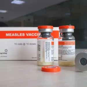 Bio Farma Indonesia produces measles vaccine protects against becoming infected with measles for children under 5 years old Bandung^ 12 April 2023.