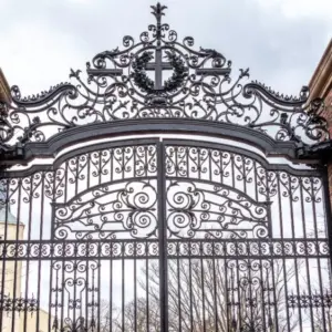 The iron gates of Harvard in Cambridge^ MA^ USA.