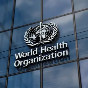 WHO World Health Organization headquarters glass building concept. Agency of the United Nations office sign on front facade 3d illustration. Geneva^ Switzerland^ June 15^ 2023