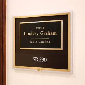 The entrance to the office of Senator Lindsey Graham in Washington^ DC on July 18^ 2017. Lindsey Graham is the senior United States Senator from South Carolina.