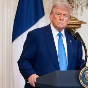WASHINGTON – Feb. 24^ 2025: U.S. President Donald Trump speaks to reporters in a joint news conference at the White House.