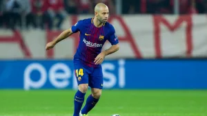 Barcelona's Javier Mascherano during the UEFA Champions League game between Olympiacos vs FC Barcelona at Georgios Karaiskakis stadium in Piraeus^ Greece - October 31^ 2017