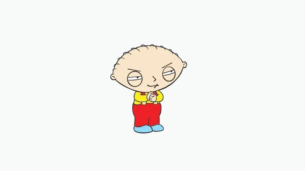 Stewie Griffin from the show Family Guy Editorial vector logo on white paper.