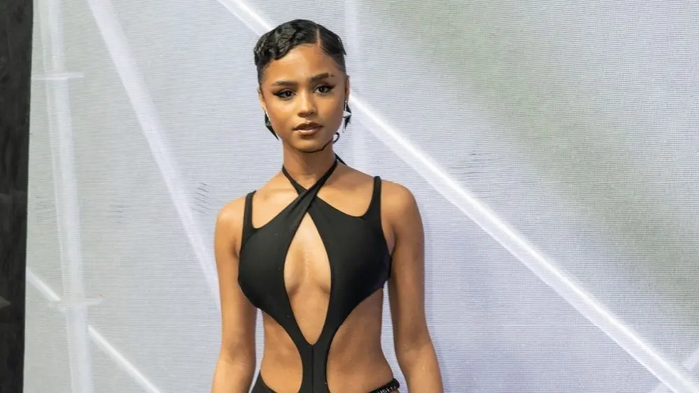 Tyla Seethal attends the HM Mugler launch at Lexington Armory in New York on April 19^ 2023