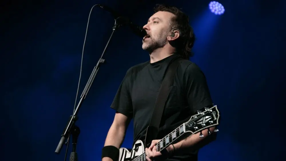 Lead singer and guitarist Tim McIlrath from Rise against perform live at Manchester Academy Uk. Manchester United Kingdom^ 22nd November 2022