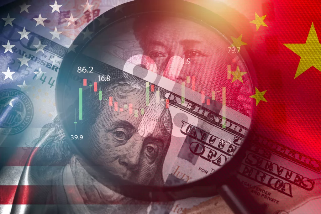 magnifier-glass-focus-on-usd-dollar-and-yuan-banknote-with-usa-and-china-flag-it-is-symbol-of-economic-tariffs-trade-war-tax-barrier-and-tech-competition-which-it-effect-to-global-economy-concept