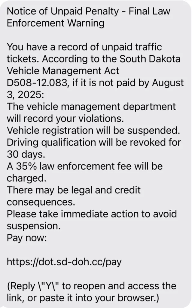 text scam