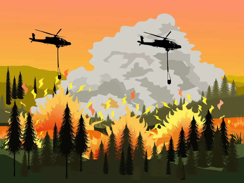 Helicopters fire