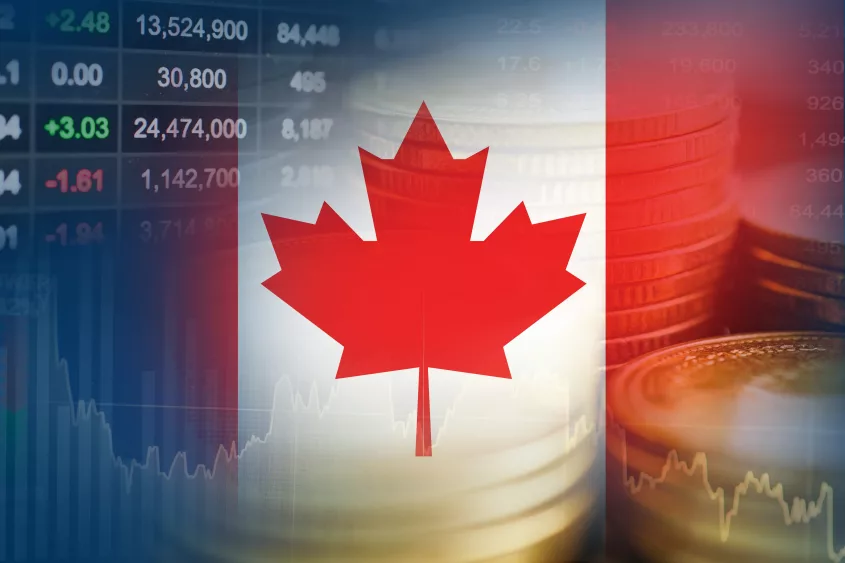 canada-flag-with-stock-market-finance-economy-trend-graph-digital-technology