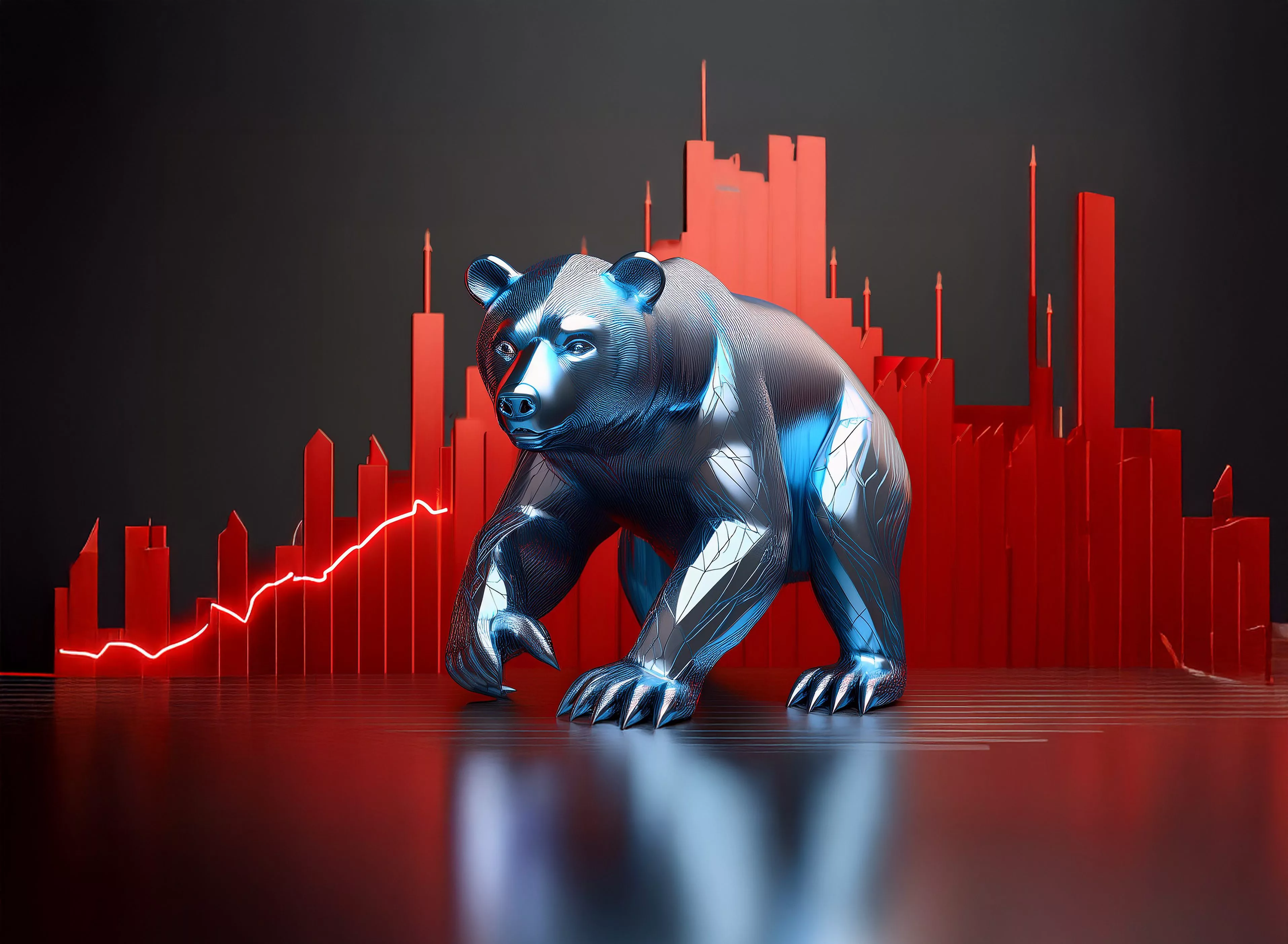 a-metallic-blue-bear-statue-stands-before-a-stark-red-stock-market-graph-depicting-a-downturn-the-scene-symbolizes-market-decline-and-economic-uncertainty