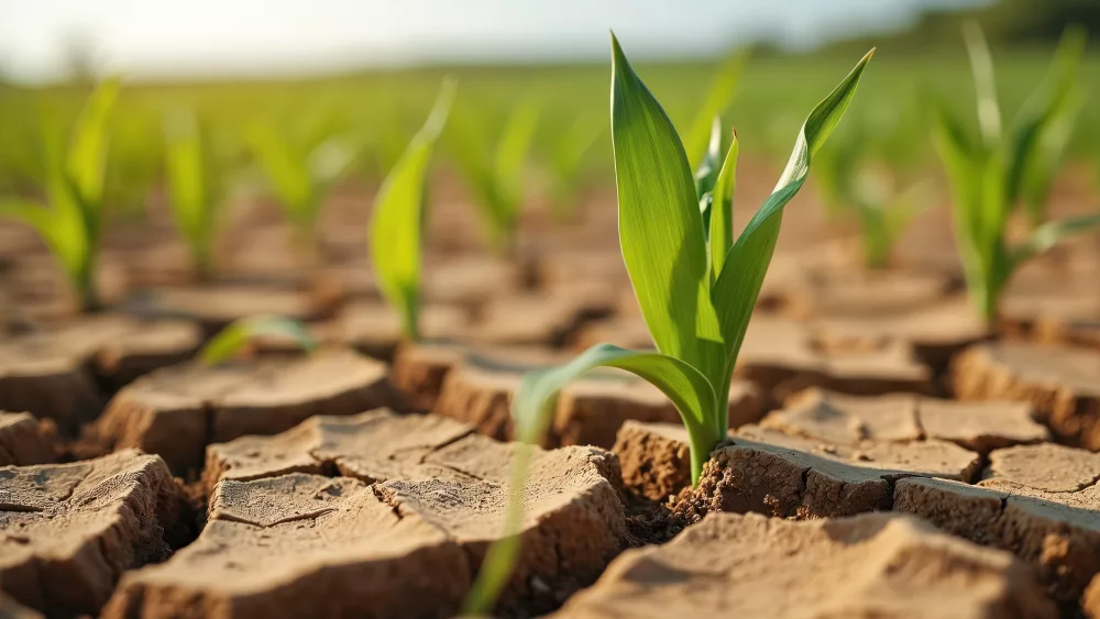 green-corn-plant-sprouts-from-cracked-arid-earth-image-shows-drought-conditions-agriculture-farming-climate-change-environmental-concern-dry-summer-global-warming-theme
