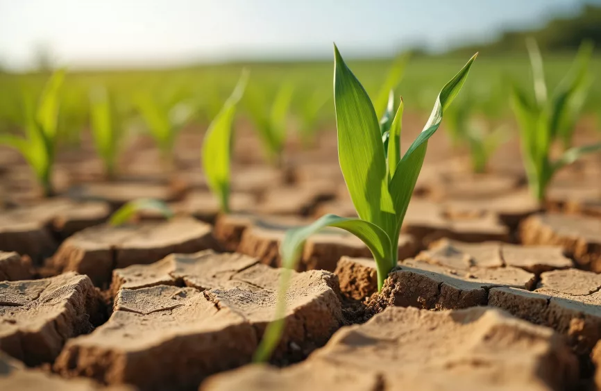 green-corn-plant-sprouts-from-cracked-arid-earth-image-shows-drought-conditions-agriculture-farming-climate-change-environmental-concern-dry-summer-global-warming-theme