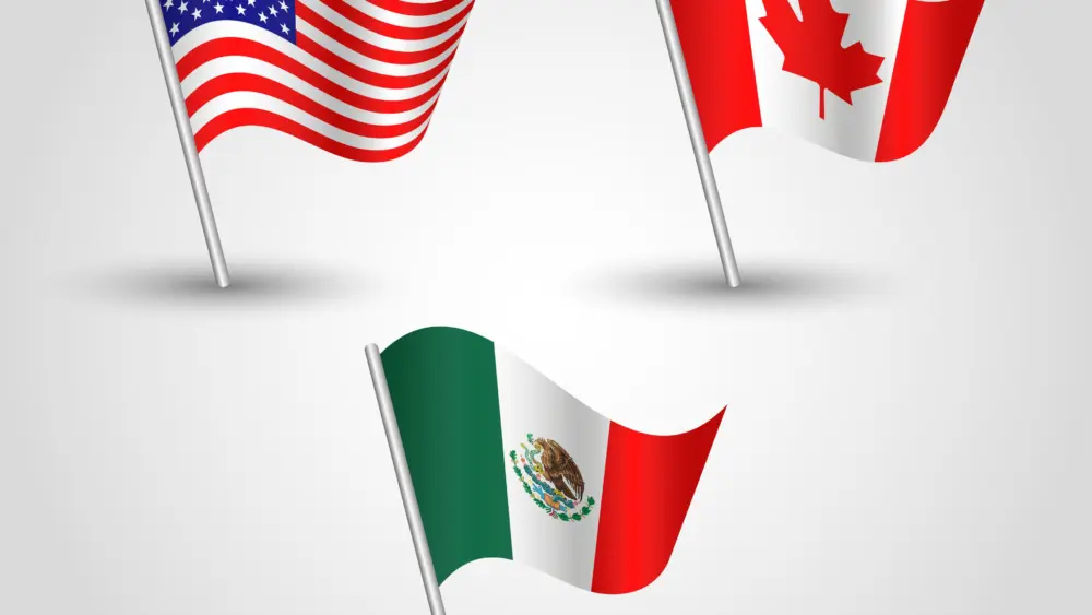 vector-set-of-three-waving-american-canadian-and-mexican-flags-on-silver-pole-icon-of-states-the-united-states-of-america-mexico-canada-agreement-usmca