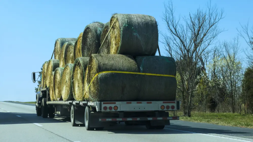 truck-transports-large-hay-bales-on-rural-highway-in-countryside