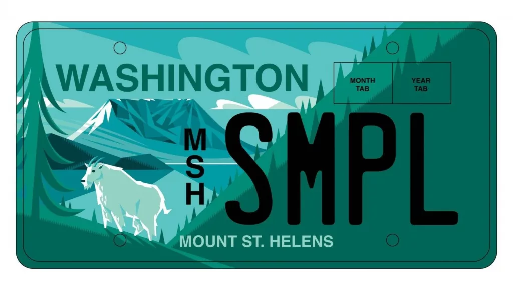 A mockup of the proposed Mount St. Helens license plate. (Courtesy of the Mount St. Helens Institute)