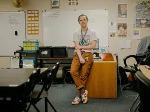 Diane Anderson, a pre-employment transitionary service teacher with Morningside teaches about communication styles and methods at Choice High School. (Grant Hindsley for Cascade PBS)