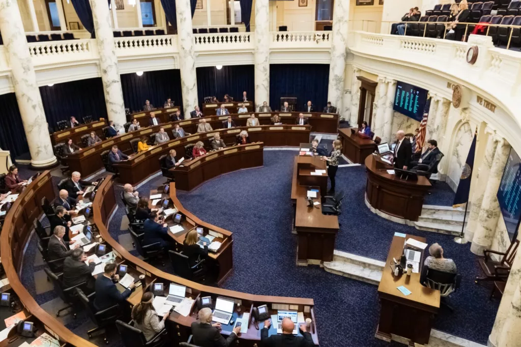 The Idaho House of Representatives in session at the State Capitol building in Boise on Jan. 23, 2024. (Otto Kitsinger for Idaho Capital Sun)