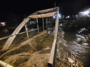 Pine Street Plaza Pedestrian Bridge Downtown Pullman During Flooding Monday Morning