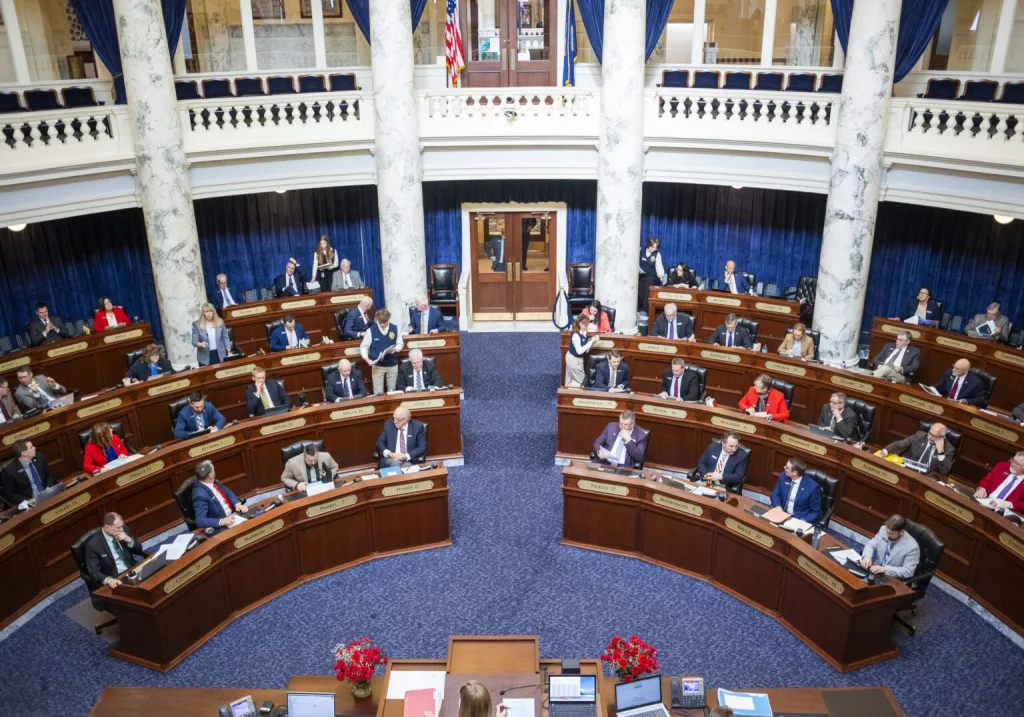 Members of the Idaho House of Representatives hold a floor session on March 10, 2025, at the Idaho Capitol Building in Boise. (Pat Sutphin for the Idaho Capital Sun)