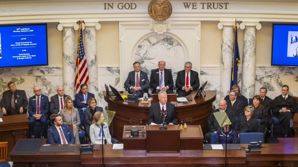 Idaho Gov. Brad Little gives his annual State of the State address on Jan. 6, 2025