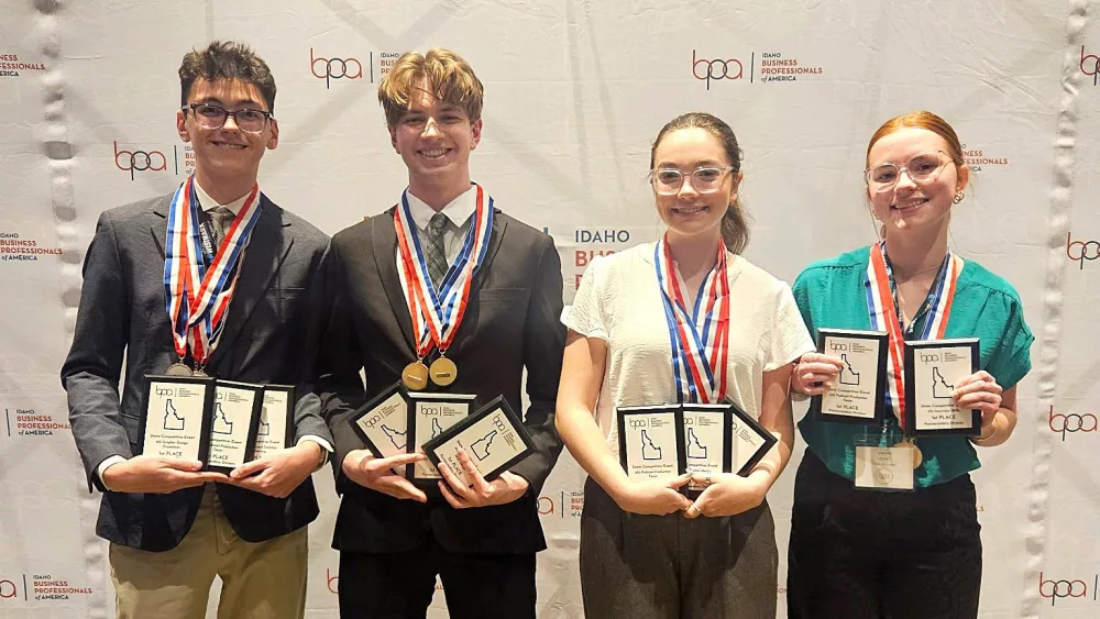 Pictured, from left, are U of I BPA chapter members Colton Moore, Josh Norlin, Rylee Wimer and Sophia Gill.