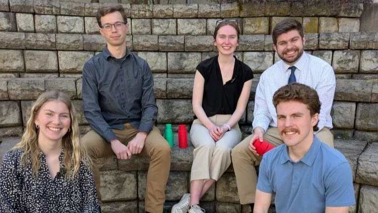 The student team, including (left–right) Alexis Williams, Justin Godin, Reagan Dodge, Adam Berg, and Kelson Peters.