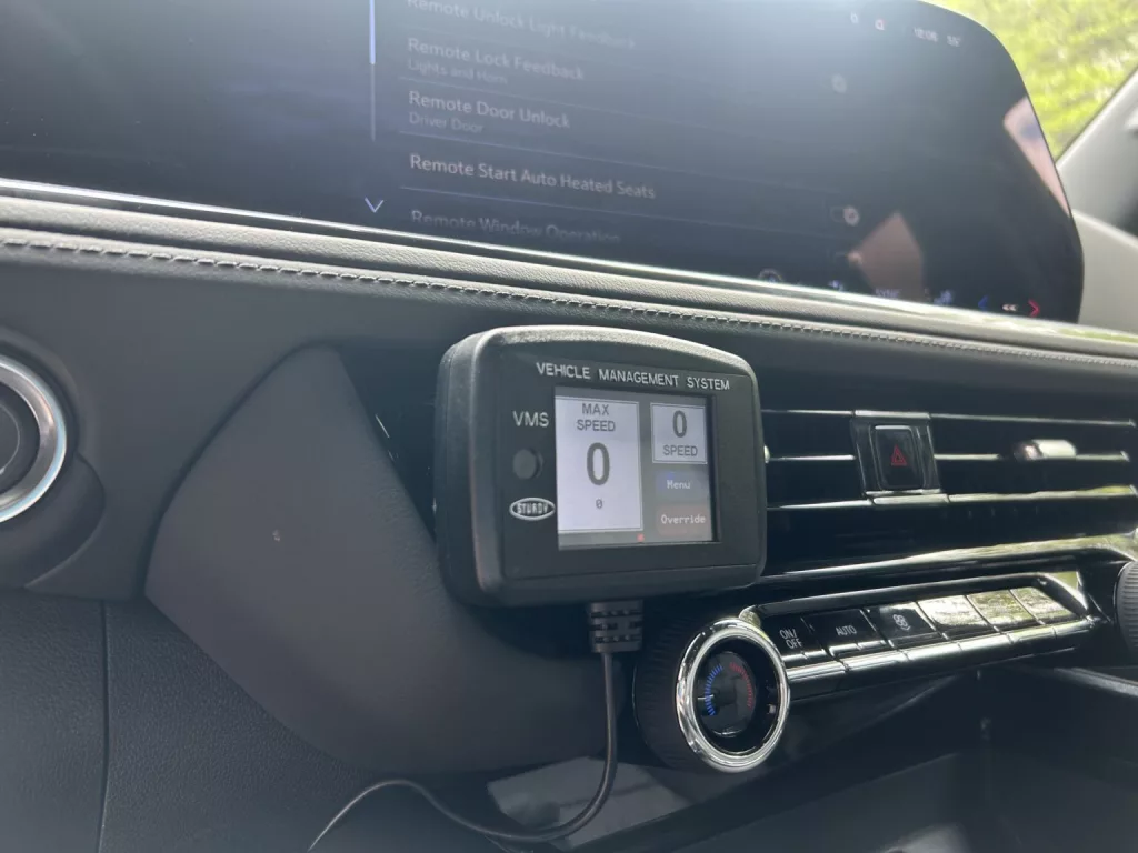 A speed limiter device like the ones that will be required for repeat speeding offenders under a Washington law signed on May 12, 2025. The law doesn’t take effect until 2029. (Photo by Jake Goldstein-Street/Washington State Standard)