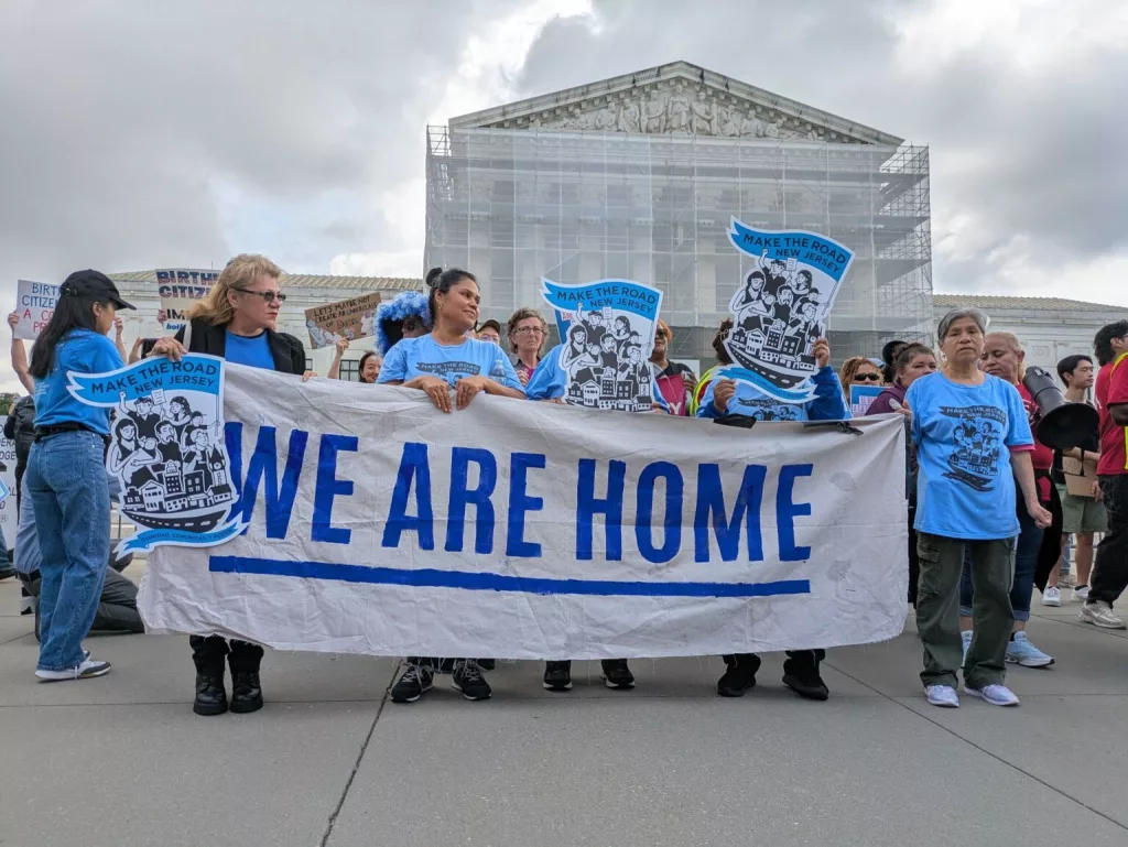 Hundreds gather outside the U.S. Supreme Court on Thursday, May 15, 2025, to protest the Trump administration’s effort to strip birthright citizenship from the Constitution. (Photo by Ashley Murray/States Newsroom)