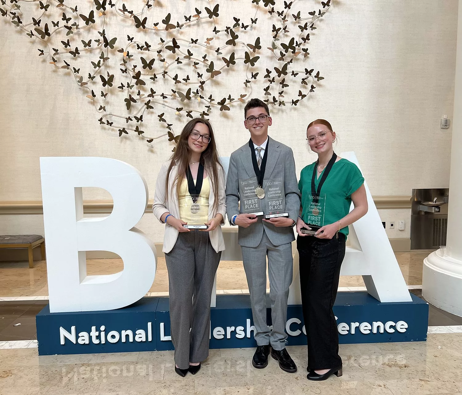 Pictured, from left, are U of I BPA chapter members Rylee Wimer, Colton Moore and Sophia Gill. 