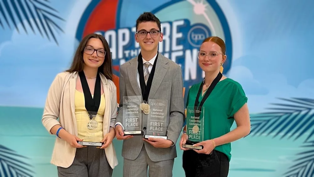 Pictured, from left, are U of I BPA chapter members Rylee Wimer, Colton Moore and Sophia Gill.