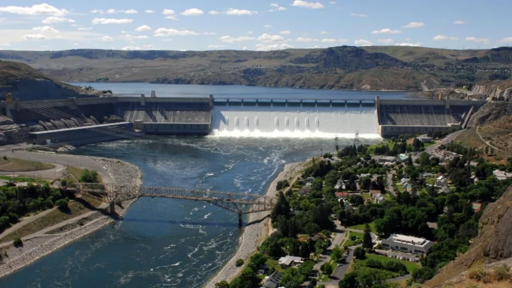 Construction of the Grand Coulee Dam in Washington began in 1933 and was completed in 1942. It is the largest hydropower producer in the U.S. and also part of the federal Columbia River Power System. (Courtesy of Bureau of Reclamation)