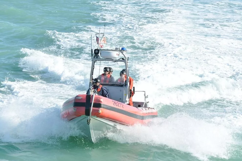 A Coast Guard Cutter Alert Over-the-Horizon Cutter Boat crew returns to the cutter after conducting small boat operations off the coast of Pensacola Florida on March 11, 2025. Alert's crew conducted a 55-day maritime border security patrol to counter illegal fishing in the Gulf of America. By Ensign David Tran | U.S. Coast Guard photo