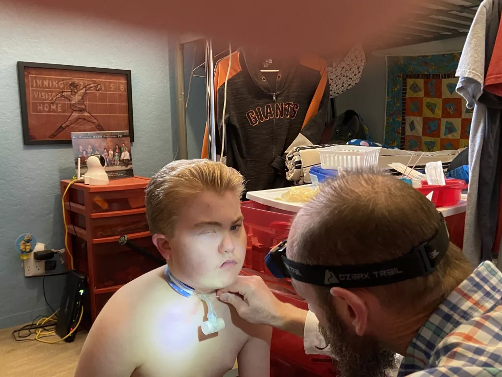 Nathan Hill cares for his son, Brady, 15. For years, Hill said he’s dealt with nurse staffing shortages and he gave up on Idaho’s professional caregiver program. (Courtesy of Nathan Hill)