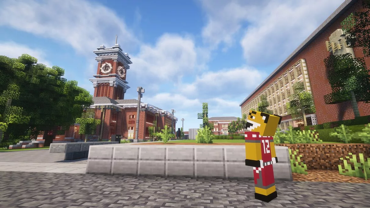 A Minecraft build of Bryan Hall and Holland Library on the WSU Pullman campus.