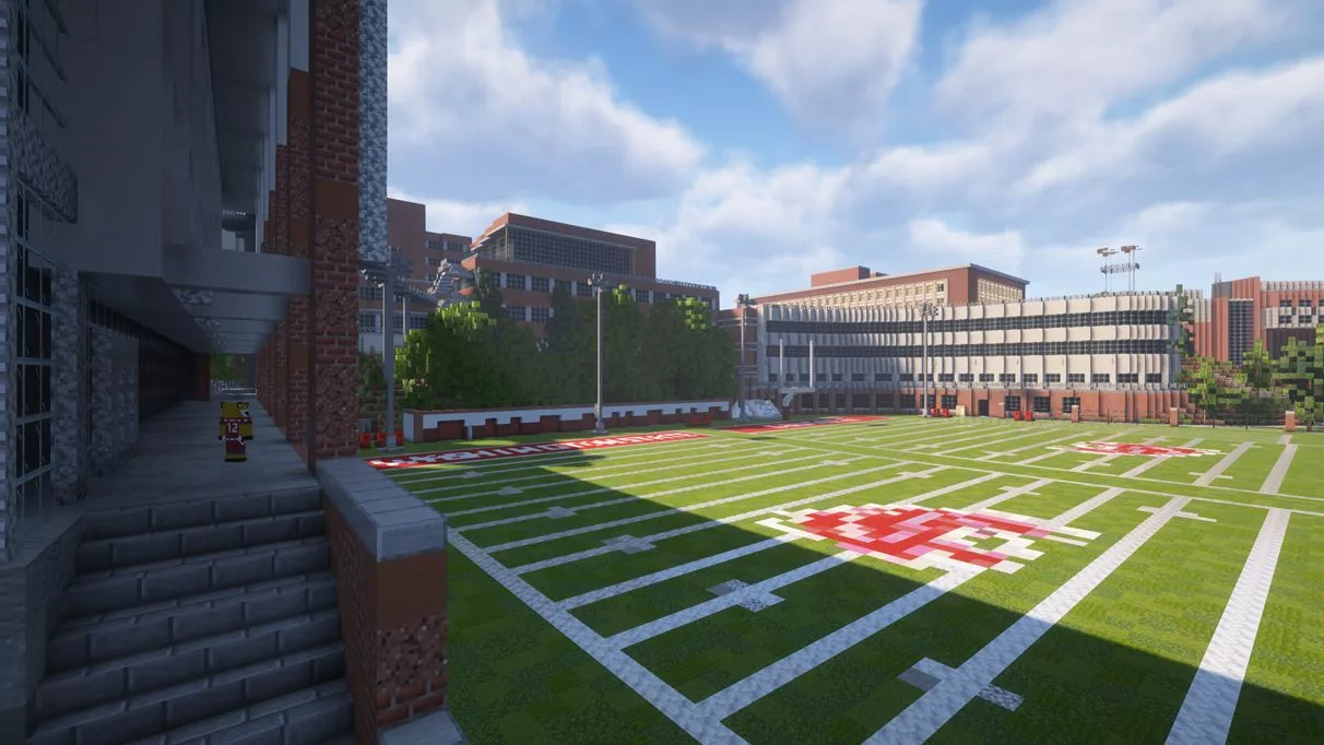 A Minecraft build of Rogers Practice Field on the WSU Pullman campus.