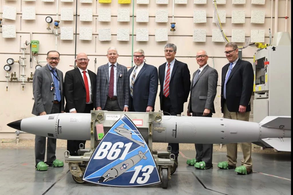 Leaders from across the Nuclear Security Enterprise join Secretary Wright to celebrate the completion of the first B61-13 unit.
