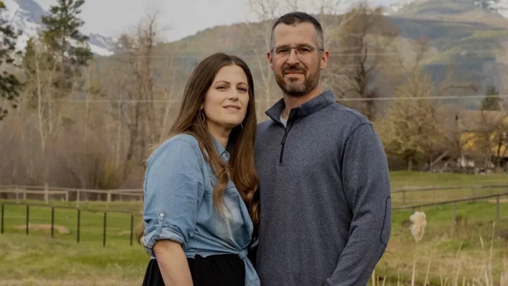 Parent Jason Breckenridge, pictured here with his wife Megan, sued Montana’s Florence-Carlton school district over its plans to shift to a four-day school week. They felt the school district disregarded negative aspects of the shortened week. Credit: Sarah Mosquera for The Hechinger Report