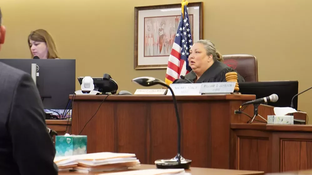 Judge Naomi Stacy of the Confederated Tribes of the Umatilla Indian Reservation holds court in this May 2024 photo. The tribe was a primary backer of a state bill that allows tribes to petition the Oregon governor for changes in state jurisdiction on tribal land. Confederated Tribes of the Umatilla Indian Reservation