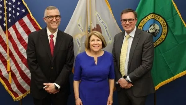(L to R: City of Spokane Prosecutor Justin Bingham, Spokane Mayor Lisa Brown, Acting U.S Attorney Richard Barker)