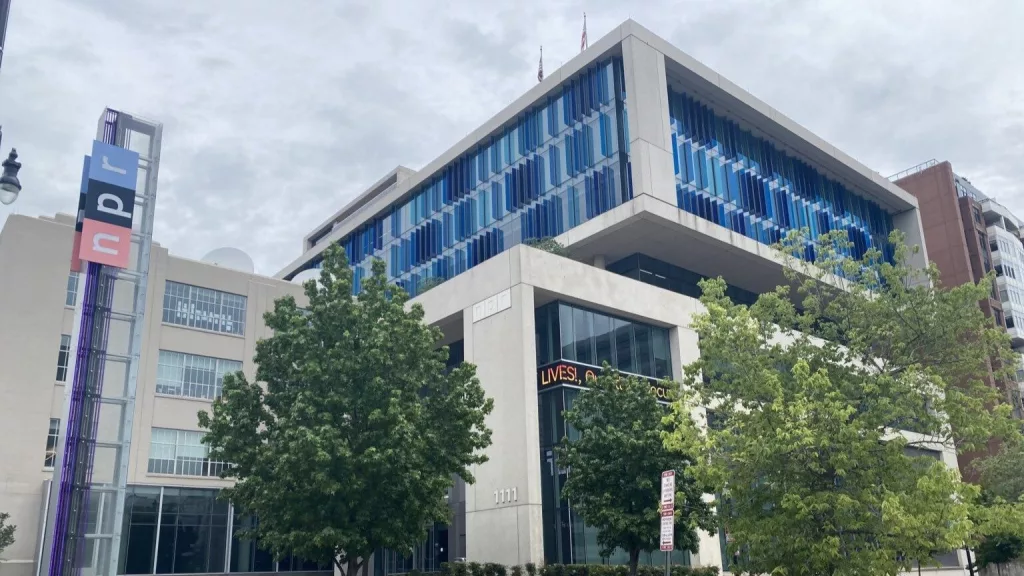 The National Public Radio headquarters in Washington, D.C., is pictured on Tuesday, May 27, 2025. (Photo by Jennifer Shutt/States Newsroom)