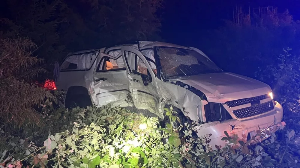 A damaged vehicle is seen in the aftermath of a June 2024 crash in Thurston County, in which the driver of another vehicle was suspected of speeding and driving under the influence. (Photo courtesy of Thurston County Sheriff Office)